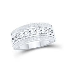 Load image into Gallery viewer, 10kt White Gold Men's Round Diamond Cuban Link Band Ring 1/3 Cttw - A Dazzling Statement Piece by Splendid Jewellery - Splendid Jewellery