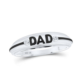 10kt White Gold Mens Round Diamond DAD Band Ring - A Timeless Tribute - Splendid Jewellery