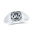 10kt White Gold Mens Round Diamond DAD Band Ring - A Timeless Tribute - Splendid Jewellery