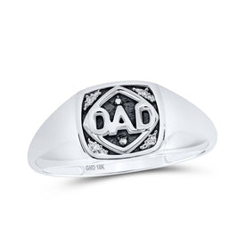 10kt White Gold Mens Round Diamond DAD Band Ring - A Timeless Tribute - Splendid Jewellery