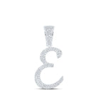 10kt White Gold Men's Round Diamond E Initial Letter Charm Pendant - 3/4 Cttw | Splendid Jewellery - Splendid Jewellery
