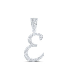 Load image into Gallery viewer, 10kt White Gold Men's Round Diamond E Initial Letter Charm Pendant - 3/4 Cttw | Splendid Jewellery - Splendid Jewellery