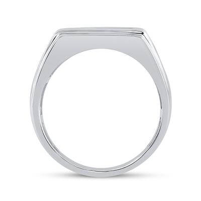10kt White Gold Mens Round Diamond Flat Top Band Ring 1 Cttw | Distinguished Elegance - Splendid Jewellery