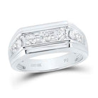 10kt White Gold Mens Round Diamond Flat Top Band Ring 1 Cttw | Distinguished Elegance - Splendid Jewellery