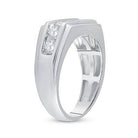 10kt White Gold Mens Round Diamond Flat Top Band Ring 1 Cttw | Distinguished Elegance - Splendid Jewellery