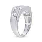 10kt White Gold Mens Round Diamond Flat Top Band Ring 1 Cttw | Distinguished Elegance - Splendid Jewellery