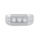 10kt White Gold Mens Round Diamond Flat Top Band Ring 1 Cttw | Distinguished Elegance - Splendid Jewellery