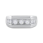 10kt White Gold Mens Round Diamond Flat Top Band Ring 1 Cttw | Distinguished Elegance - Splendid Jewellery