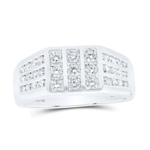 Load image into Gallery viewer, 10kt White Gold Men's Round Diamond Flat - top Band Ring 1 Cttw | Exquisite Masculine Brilliance - Splendid Jewellery