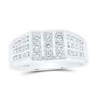 10kt White Gold Men's Round Diamond Flat - top Band Ring 1 Cttw | Exquisite Masculine Brilliance - Splendid Jewellery