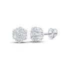 10kt White Gold Men's Round Diamond Flower Cluster Earrings - 1/2 Cttw | Exquisite Blooming Gems - Splendid Jewellery