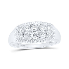 10kt White Gold Men's Round Diamond Fluted Band Ring - Exquisite Brilliance - Splendid Jewellery
