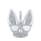 10kt White Gold Men's Round Diamond French Bulldog Glasses Charm Pendant - 6 Cttw | Splendid Jewellery - Splendid Jewellery