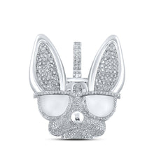 Load image into Gallery viewer, 10kt White Gold Men's Round Diamond French Bulldog Glasses Charm Pendant - 6 Cttw | Splendid Jewellery - Splendid Jewellery
