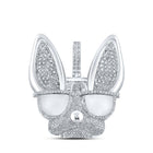 10kt White Gold Men's Round Diamond French Bulldog Glasses Charm Pendant - 6 Cttw | Splendid Jewellery - Splendid Jewellery