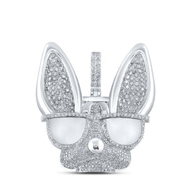 10kt White Gold Men's Round Diamond French Bulldog Glasses Charm Pendant - 6 Cttw | Splendid Jewellery - Splendid Jewellery