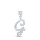 10kt White Gold Men's Round Diamond G Initial Letter Charm Pendant - 7/8 Cttw - Splendid Jewellery