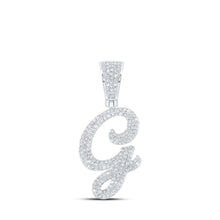 Load image into Gallery viewer, 10kt White Gold Men's Round Diamond G Initial Letter Charm Pendant - 7/8 Cttw - Splendid Jewellery