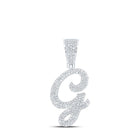 10kt White Gold Men's Round Diamond G Initial Letter Charm Pendant - 7/8 Cttw - Splendid Jewellery