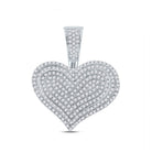 10kt White Gold Men's Round Diamond Heart Charm Pendant - 3/4 Cttw | Splendid Jewellery - Splendid Jewellery