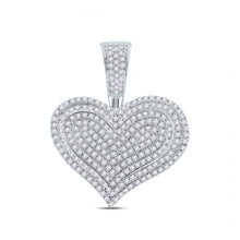 Load image into Gallery viewer, 10kt White Gold Men's Round Diamond Heart Charm Pendant - 3/4 Cttw | Splendid Jewellery - Splendid Jewellery