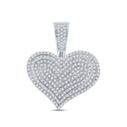 10kt White Gold Men's Round Diamond Heart Charm Pendant - 3/4 Cttw | Splendid Jewellery - Splendid Jewellery