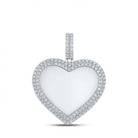 10kt White Gold Men's Round Diamond Heart Memory Charm Pendant - 2 Cttw - Splendid Jewellery