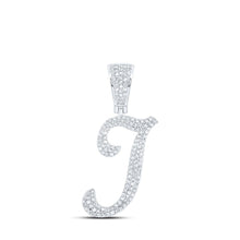 Load image into Gallery viewer, 10kt White Gold Mens Round Diamond I Initial Letter Charm Pendant 5/8 Cttw | Splendid Jewellery - Splendid Jewellery