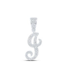 10kt White Gold Men's Round Diamond J Initial Letter Charm Pendant - 3/4 Cttw - Splendid Jewellery