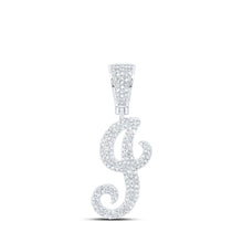 Load image into Gallery viewer, 10kt White Gold Men's Round Diamond J Initial Letter Charm Pendant - 3/4 Cttw - Splendid Jewellery