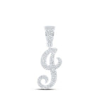 10kt White Gold Men's Round Diamond J Initial Letter Charm Pendant - 3/4 Cttw - Splendid Jewellery