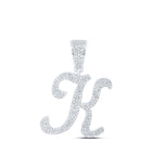 10kt White Gold Men's Round Diamond K Initial Letter Charm Pendant - 1 Cttw | Splendid Jewellery - Splendid Jewellery
