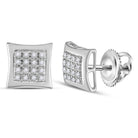 10kt White Gold Men's Round Diamond Kite Square Earrings 1/12 Cttw | Sophisticated Sparkle - Splendid Jewellery