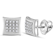 Load image into Gallery viewer, 10kt White Gold Men&#39;s Round Diamond Kite Square Earrings 1/12 Cttw | Sophisticated Sparkle - Alternate view 2 from Splendid Jewellery