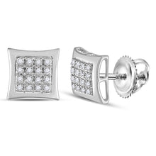 Load image into Gallery viewer, 10kt White Gold Men&#39;s Round Diamond Kite Square Earrings 1/12 Cttw | Sophisticated Sparkle - Alternate view 1 from Splendid Jewellery