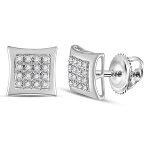 10kt White Gold Men's Round Diamond Kite Square Earrings 1/12 Cttw | Sophisticated Sparkle - Splendid Jewellery