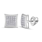10kt White Gold Men's Round Diamond Kite Square Earrings 1/8 Cttw | Elegant Diamond Studs for Men - Splendid Jewellery