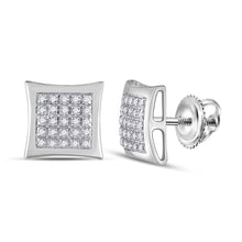 Load image into Gallery viewer, 10kt White Gold Men's Round Diamond Kite Square Earrings 1/8 Cttw | Elegant Diamond Studs for Men - Splendid Jewellery