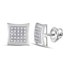 10kt White Gold Men's Round Diamond Kite Square Earrings 1/8 Cttw | Elegant Diamond Studs for Men - Splendid Jewellery