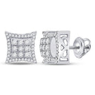 10kt White Gold Men's Round Diamond Kite Square Earrings - Exquisite Brilliance - Splendid Jewellery