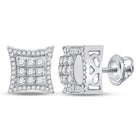 10kt White Gold Men's Round Diamond Kite Square Earrings - Exquisite Brilliance - Splendid Jewellery