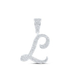 10kt White Gold Men's Round Diamond L Initial Letter Charm Pendant - 7/8 Cttw | Splendid Jewellery - Splendid Jewellery