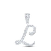 Load image into Gallery viewer, 10kt White Gold Men's Round Diamond L Initial Letter Charm Pendant - 7/8 Cttw | Splendid Jewellery - Splendid Jewellery