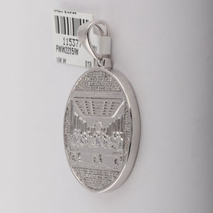 10kt White Gold Men's Round Diamond Last Supper Circle Charm Pendant - 1/2 Cttw | Splendid Jewellery - Splendid Jewellery