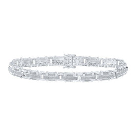 10kt White Gold Men's Round Diamond Link Bracelet - 1 - 1/4 Cttw | Splendid Jewellery - Splendid Jewellery