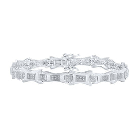 10kt White Gold Men's Round Diamond Link Bracelet 1/2 Cttw - Luxurious Elegance - Splendid Jewellery