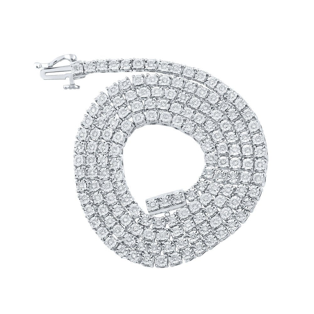 10kt White Gold Men's Round Diamond Link Chain Necklace - 1 Cttw - Splendid Jewellery