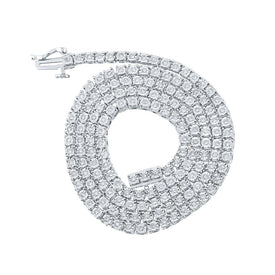 10kt White Gold Men's Round Diamond Link Chain Necklace - 1 Cttw - Splendid Jewellery