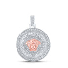 10kt White Gold Men's Round Diamond Medusa Circle Charm Pendant - 1 - 1/4 Cttw | Splendid Jewellery - Splendid Jewellery
