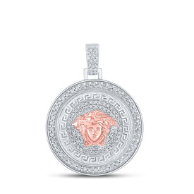 10kt White Gold Men's Round Diamond Medusa Circle Charm Pendant - 1 - 1/4 Cttw | Splendid Jewellery - Splendid Jewellery